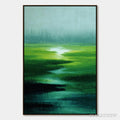 ARTOVITAS Verdant Reverie – Abstract Green Landscape Oil Painting - image 1