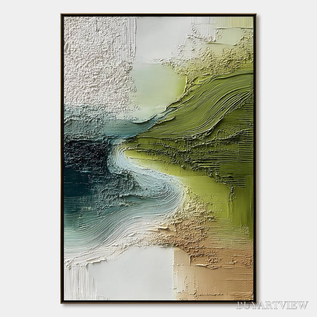 ARTOVITAS Verdant Path – Textured Wabi Sabi Abstract Landscape Painting - image 1
