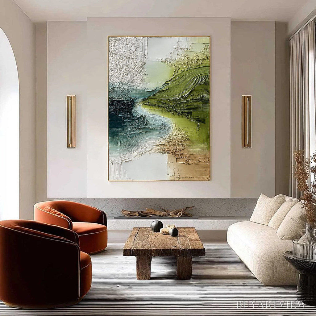ARTOVITAS Verdant Path – Textured Wabi Sabi Abstract Landscape Painting - image 2