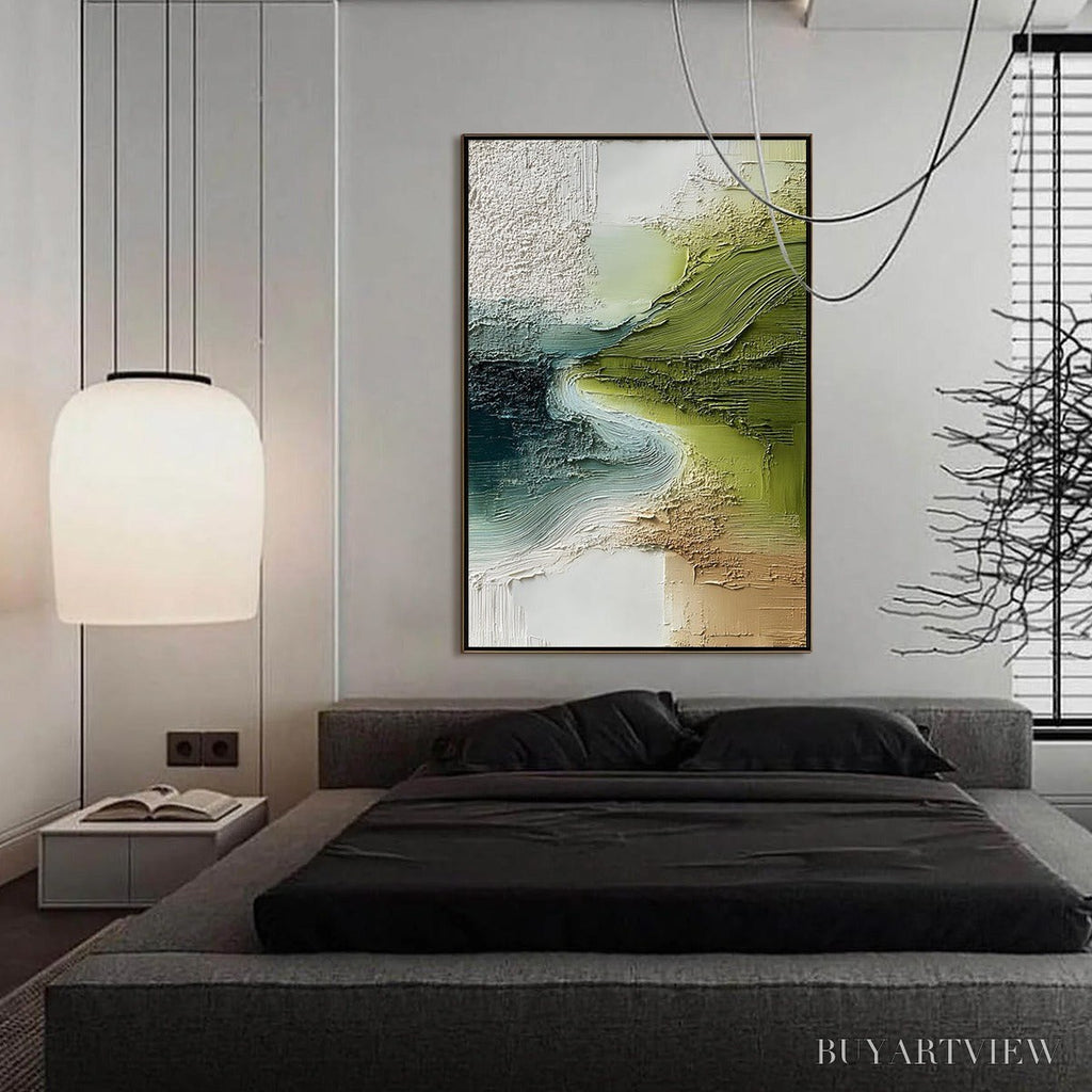 ARTOVITAS Verdant Path – Textured Wabi Sabi Abstract Landscape Painting - image 4