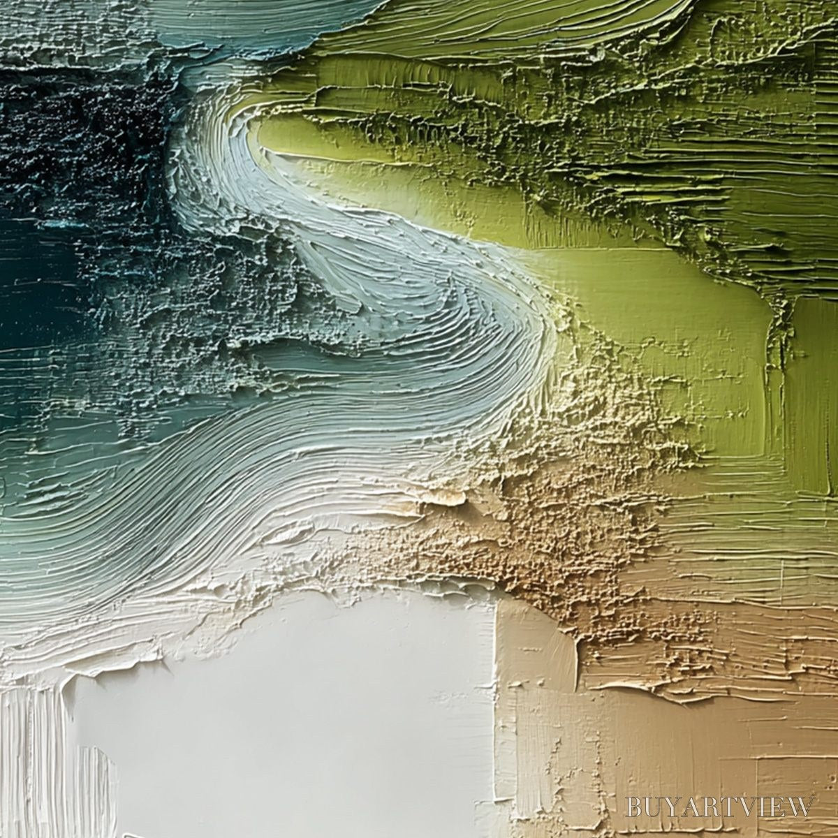 ARTOVITAS Verdant Path – Textured Wabi Sabi Abstract Landscape Painting - image 5