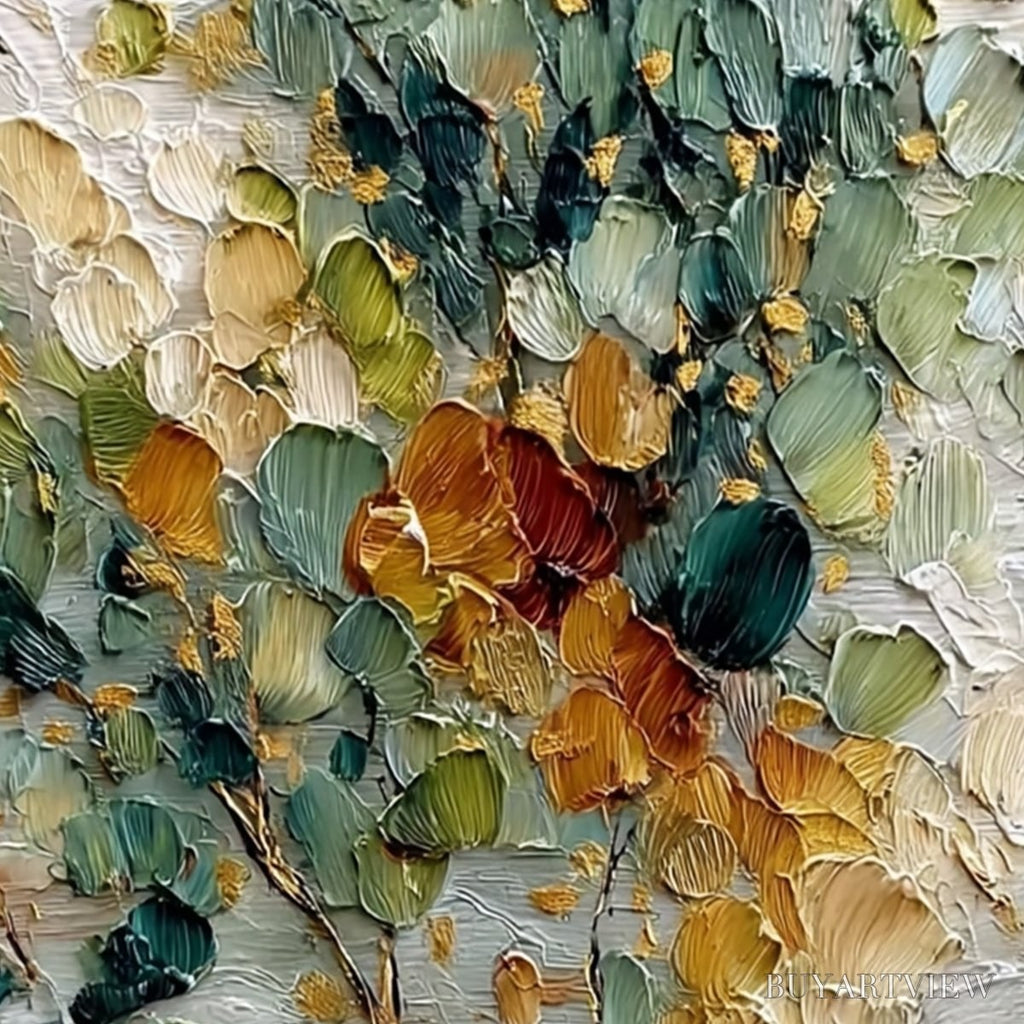 ARTOVITAS Emerald Jewel Tree – Textured Palette Knife Tree Painting with Golden Accents - image 3