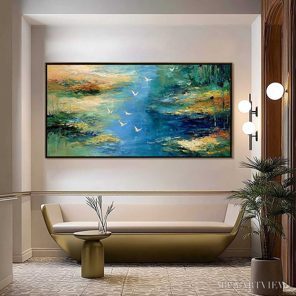 ARTOVITAS Azure Journey – Textured Abstract River Landscape Painting - image 2