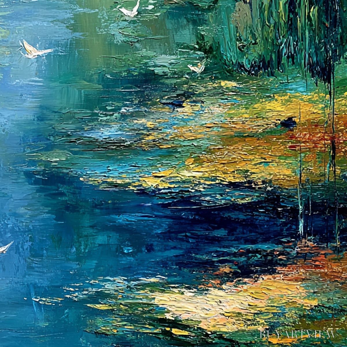 ARTOVITAS Azure Journey – Textured Abstract River Landscape Painting - image 5