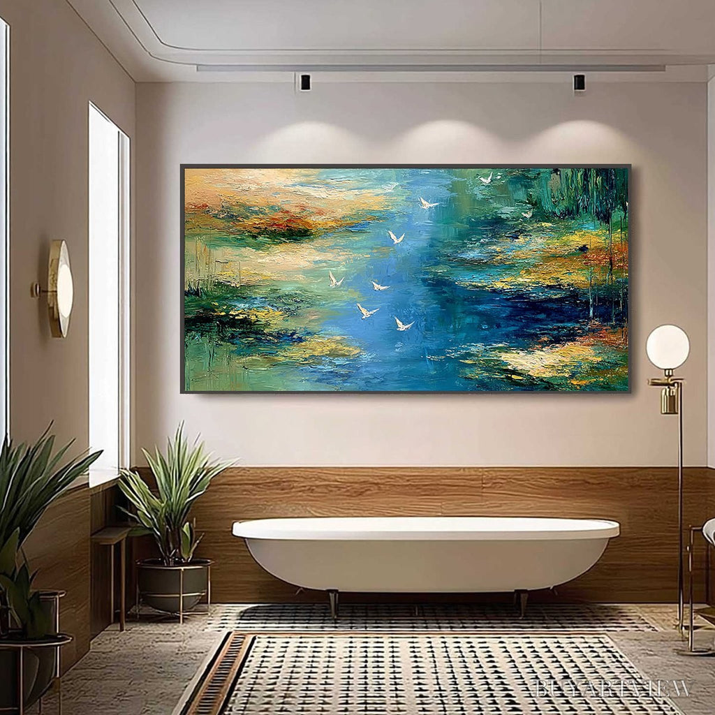 ARTOVITAS Azure Journey – Textured Abstract River Landscape Painting - image 6