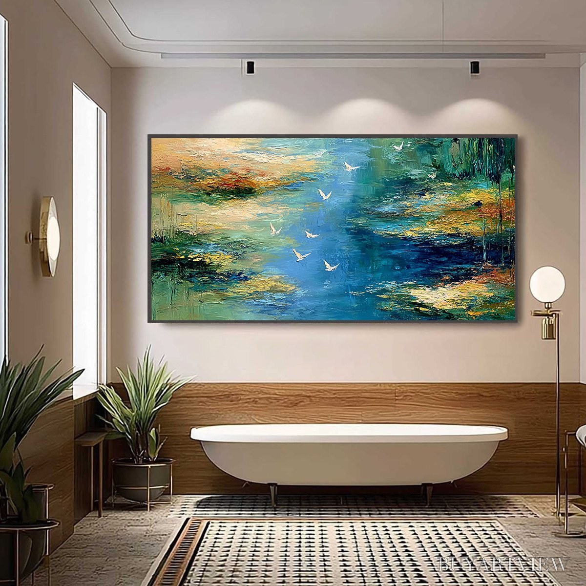 ARTOVITAS Azure Journey – Textured Abstract River Landscape Painting - image 6