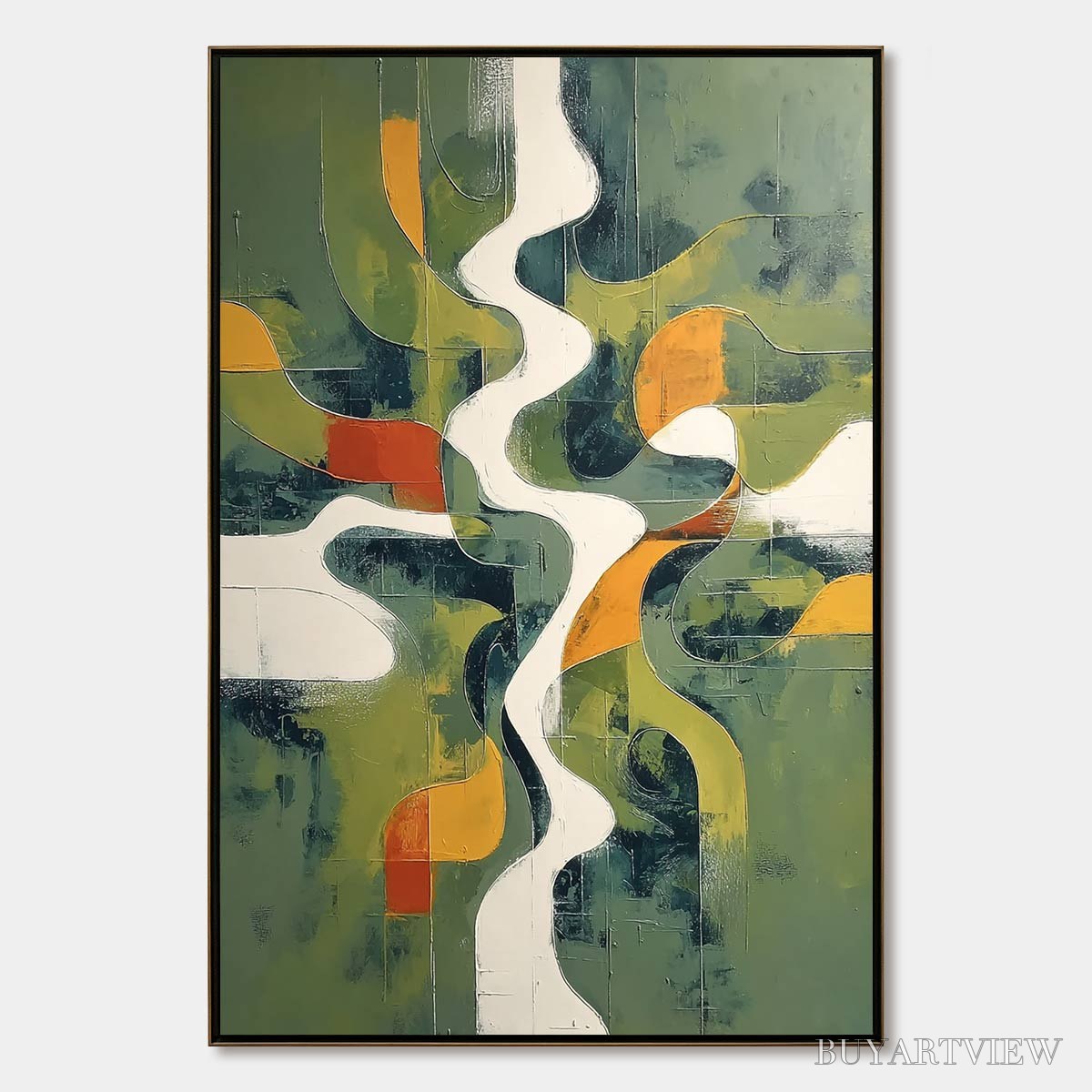 ARTOVITAS Veridian Flow – Textured Modern Abstract Landscape Painting - image 1