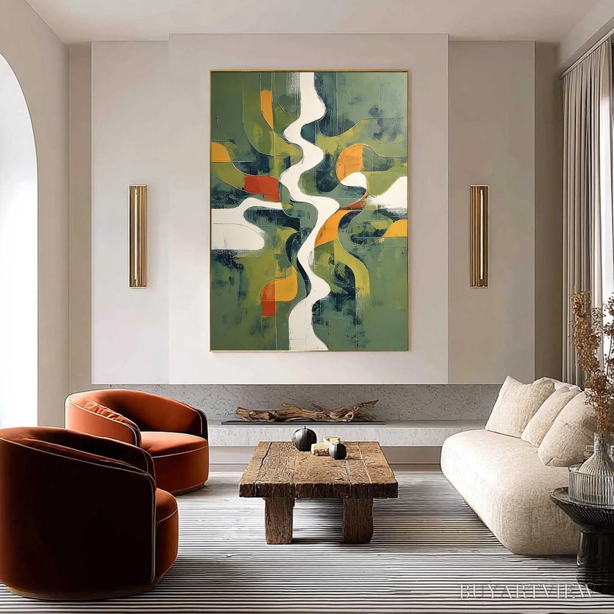 ARTOVITAS Veridian Flow – Textured Modern Abstract Landscape Painting - image 2