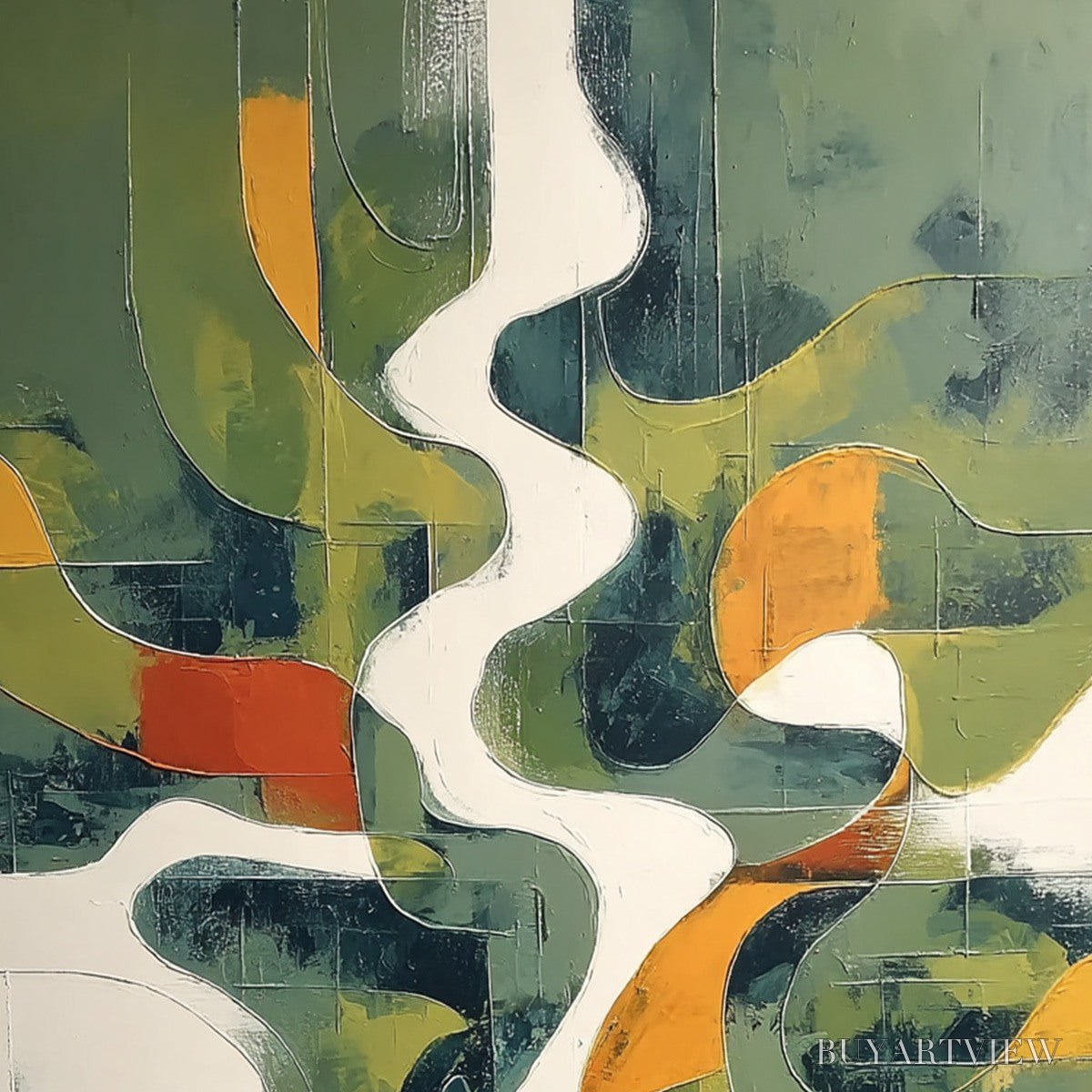 ARTOVITAS Veridian Flow – Textured Modern Abstract Landscape Painting - image 3