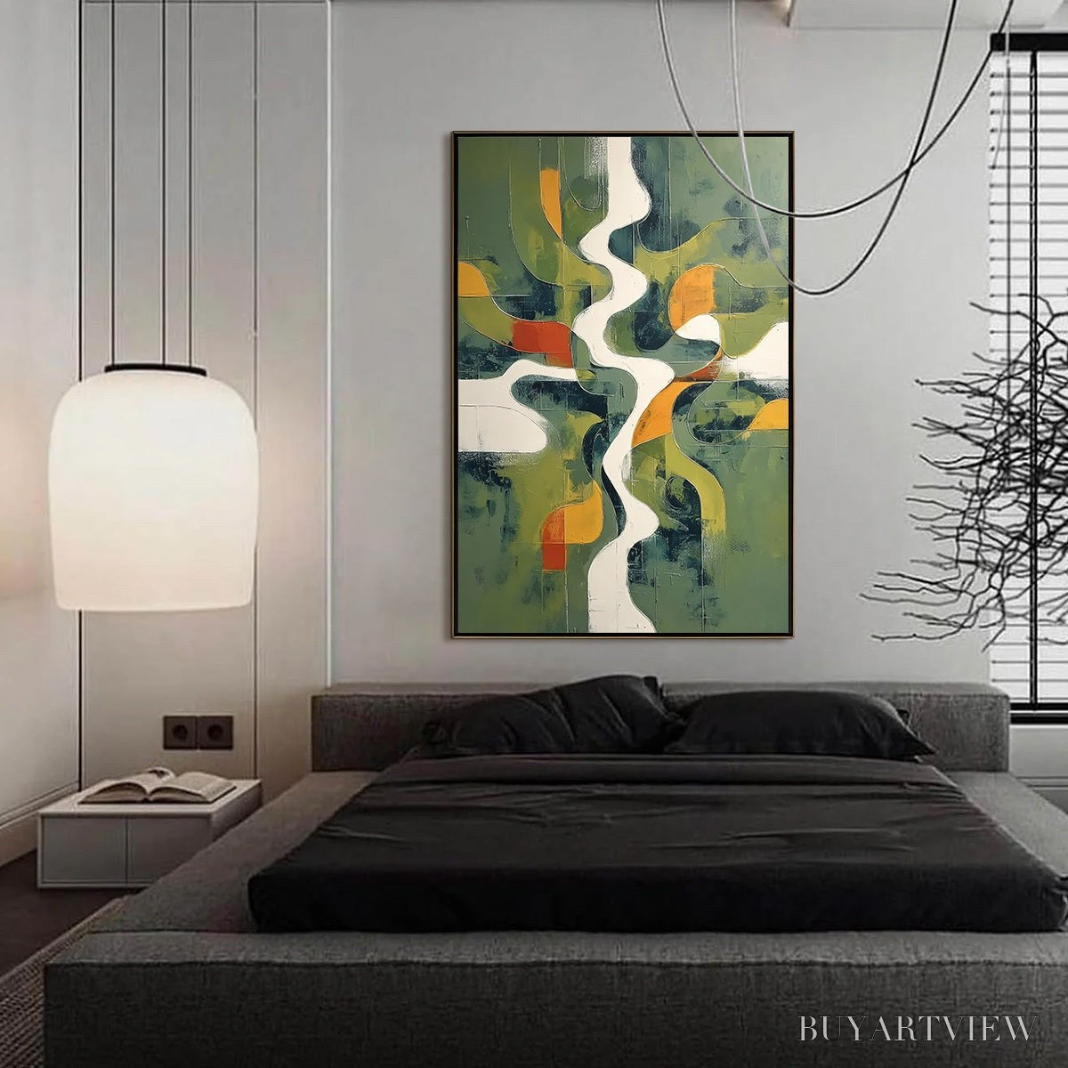 ARTOVITAS Veridian Flow – Textured Modern Abstract Landscape Painting - image 4