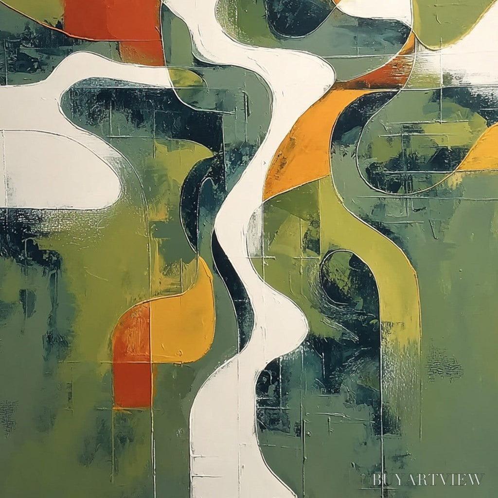 ARTOVITAS Veridian Flow – Textured Modern Abstract Landscape Painting - image 5