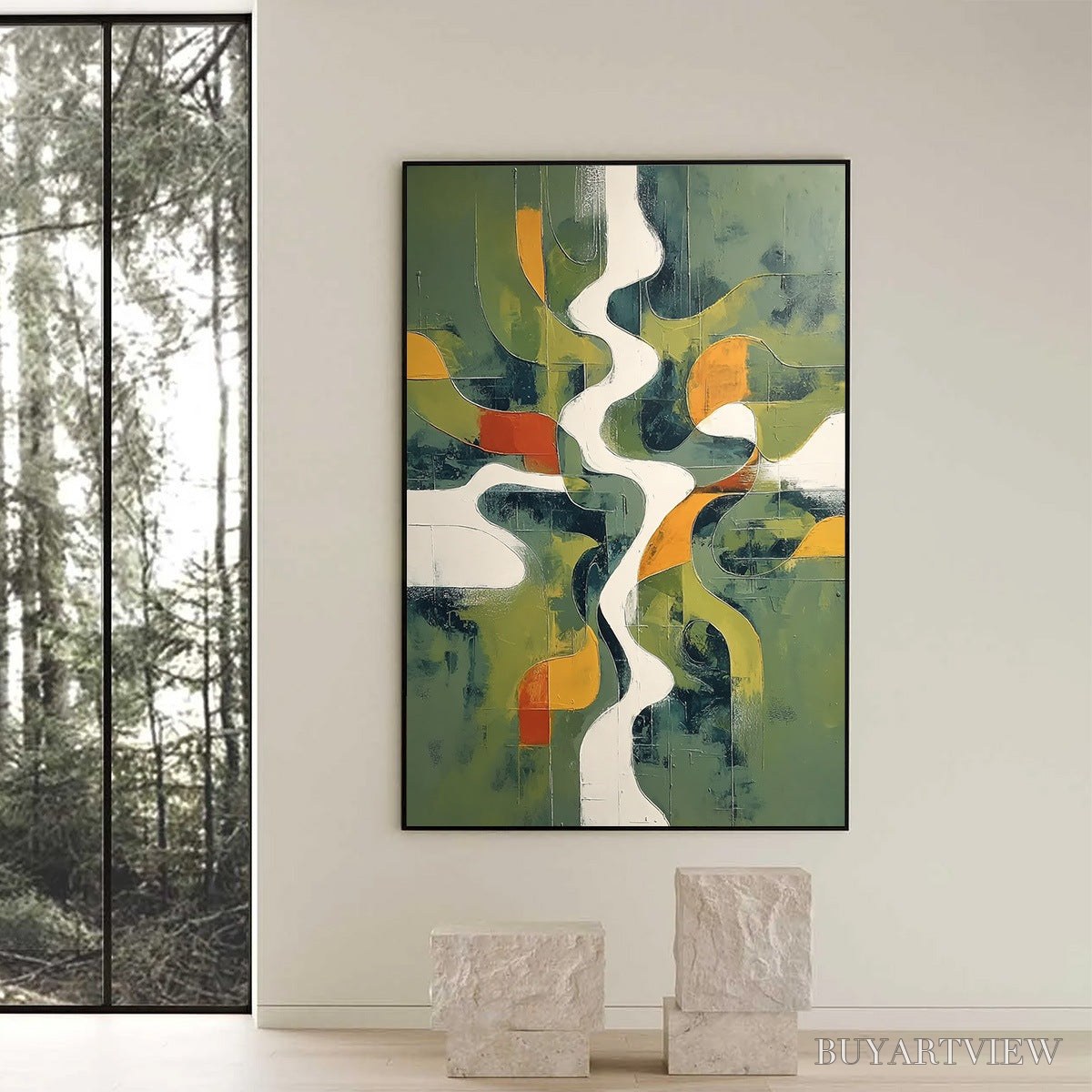 ARTOVITAS Veridian Flow – Textured Modern Abstract Landscape Painting - image 6