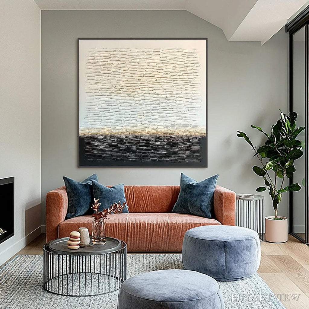 ARTOVITAS Echoes of Stillness – Large Square Textured Minimalist Abstract Painting - image 2