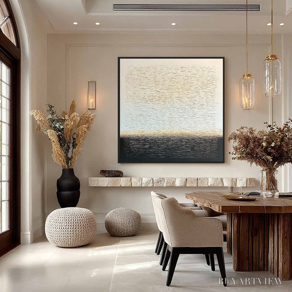 ARTOVITAS Echoes of Stillness – Large Square Textured Minimalist Abstract Painting - image 6