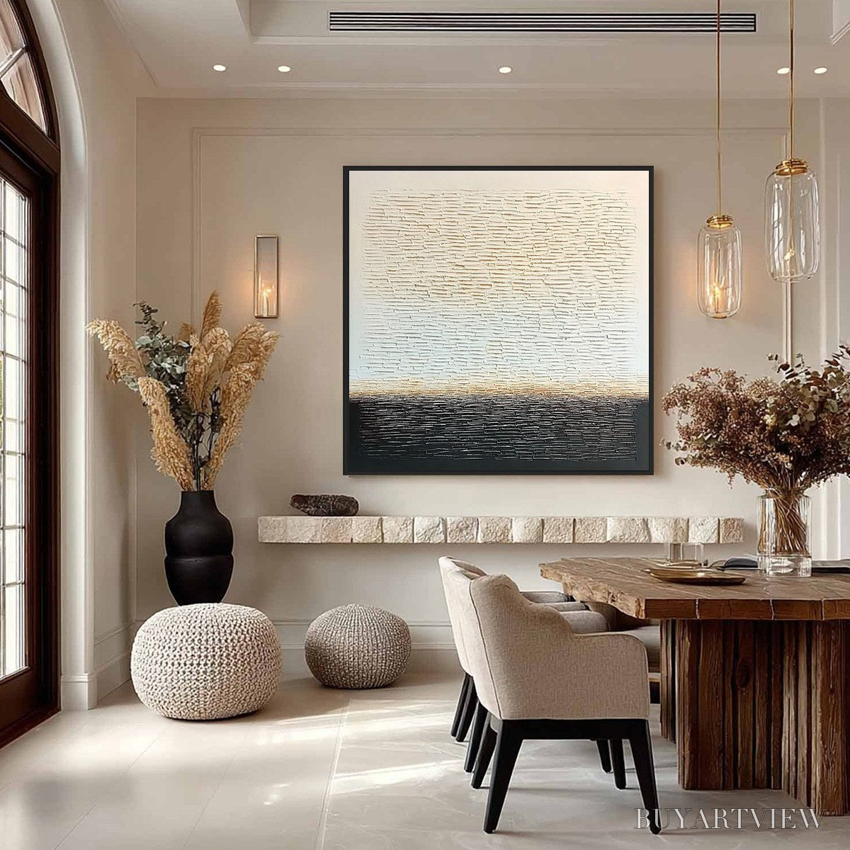 ARTOVITAS Echoes of Stillness – Large Square Textured Minimalist Abstract Painting - image 6