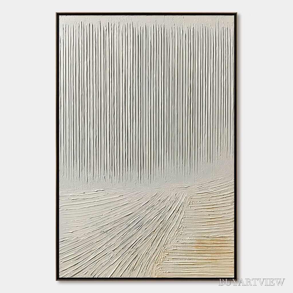 ARTOVITAS Convergence – Textured Minimalist Wabi Sabi Abstract Painting in White - image 1