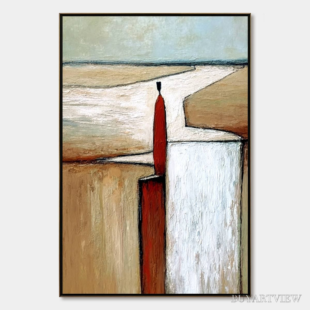 ARTOVITAS the Voyager – Textured Minimalist Painting of a Solitary Figure - image 1