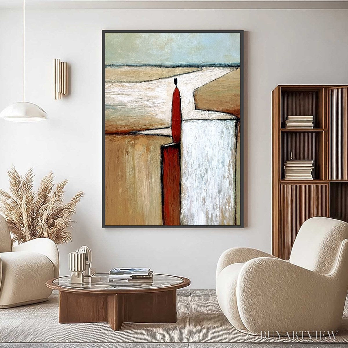 ARTOVITAS the Voyager – Textured Minimalist Painting of a Solitary Figure - image 4