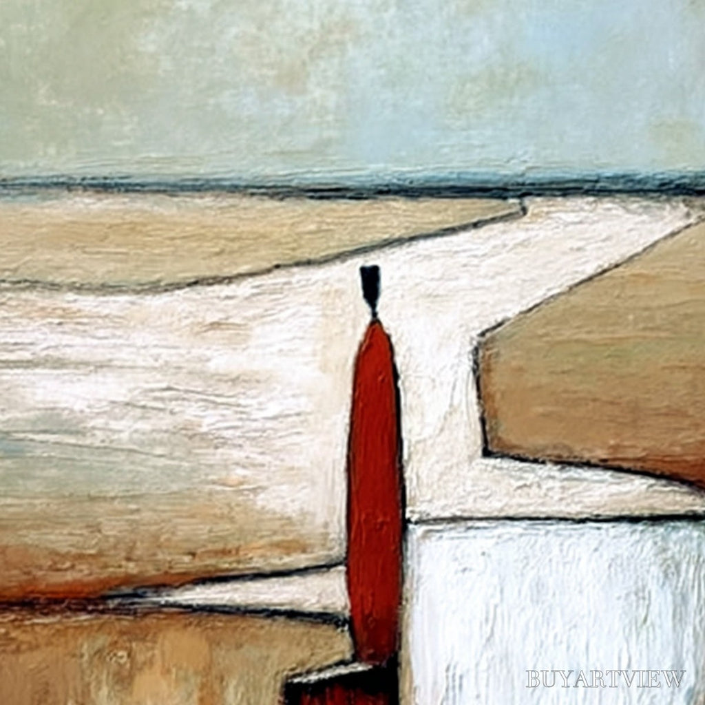 ARTOVITAS the Voyager – Textured Minimalist Painting of a Solitary Figure - image 5