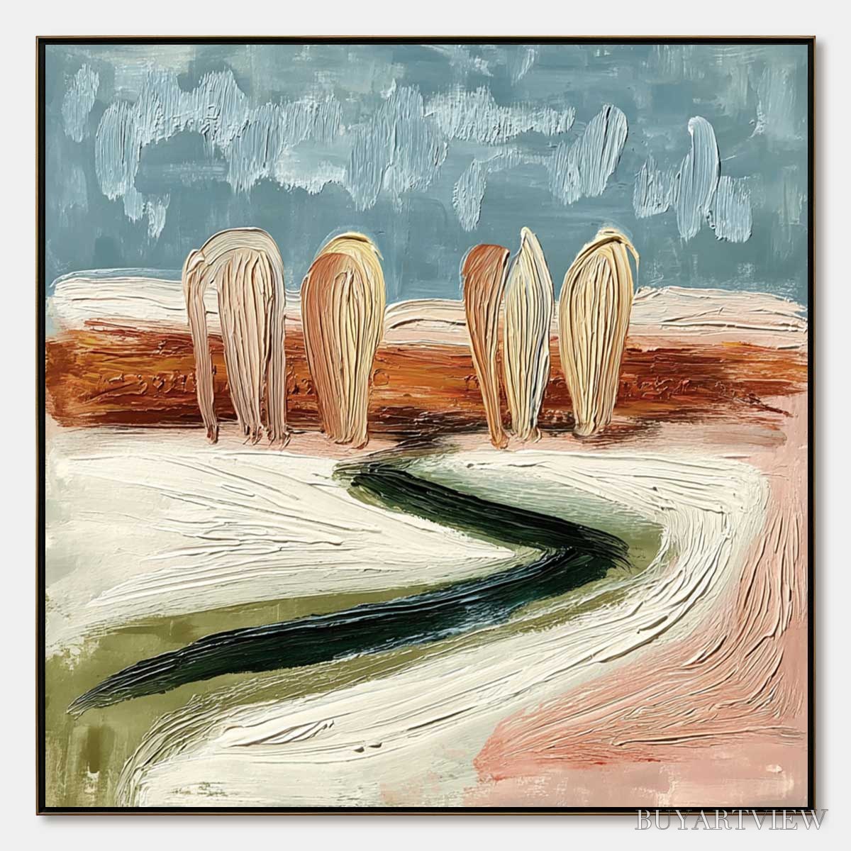 ARTOVITAS Coastal Sentinels | Textured Abstract Landscape Oil Painting - image 1