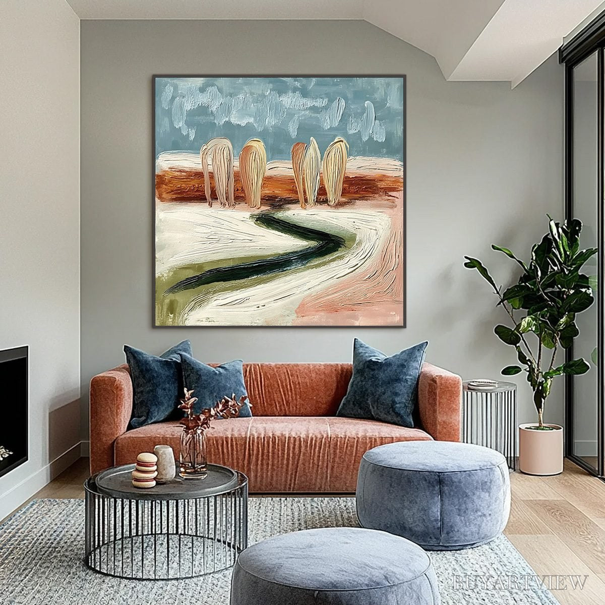ARTOVITAS Coastal Sentinels | Textured Abstract Landscape Oil Painting - image 2