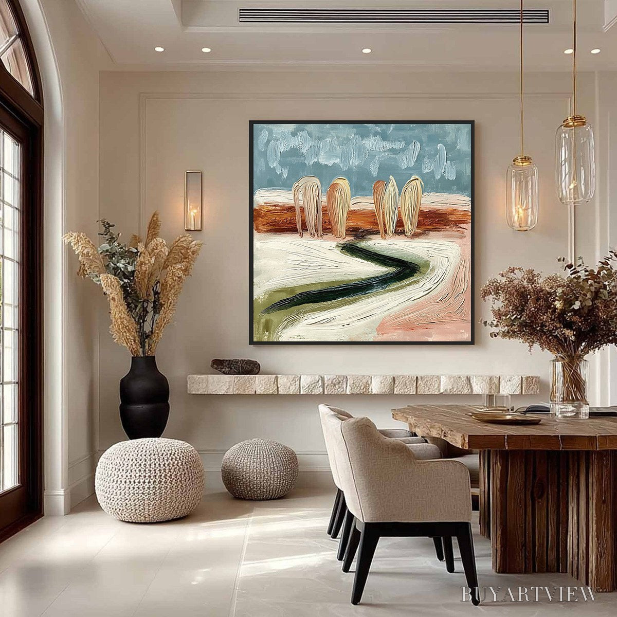 ARTOVITAS Coastal Sentinels | Textured Abstract Landscape Oil Painting - image 4