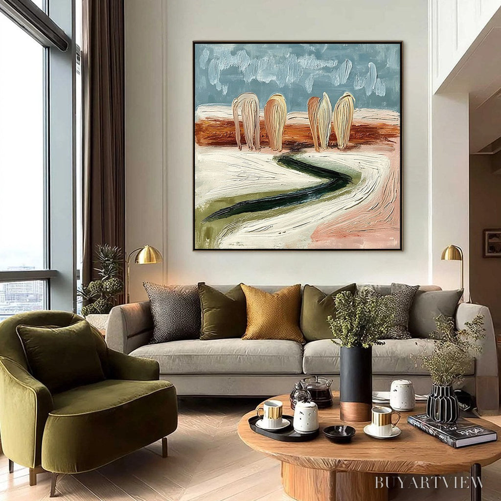 ARTOVITAS Coastal Sentinels | Textured Abstract Landscape Oil Painting - image 6