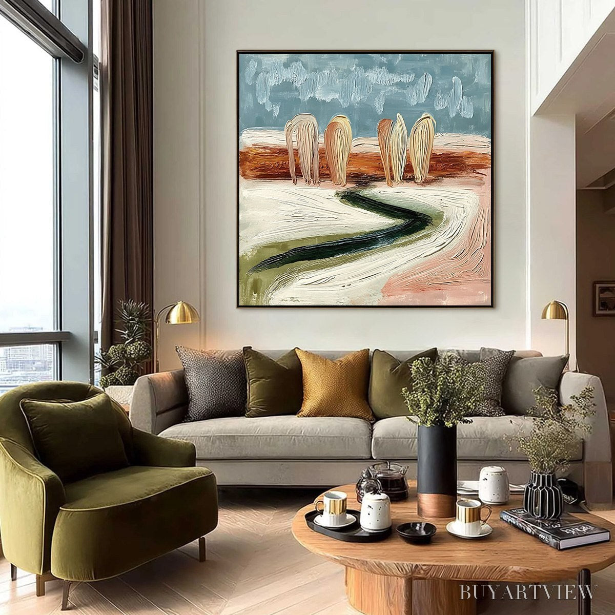 ARTOVITAS Coastal Sentinels | Textured Abstract Landscape Oil Painting - image 6