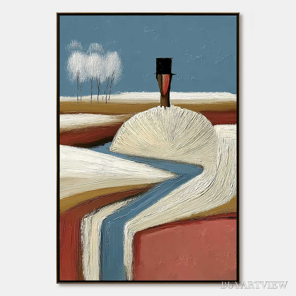 ARTOVITAS the Silent Journey – Textured Wabi Sabi Abstract Landscape Painting - image 1