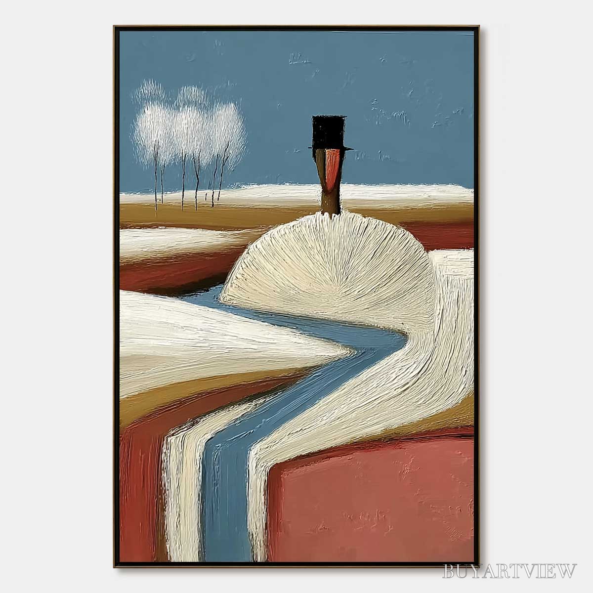 ARTOVITAS the Silent Journey – Textured Wabi Sabi Abstract Landscape Painting - image 1