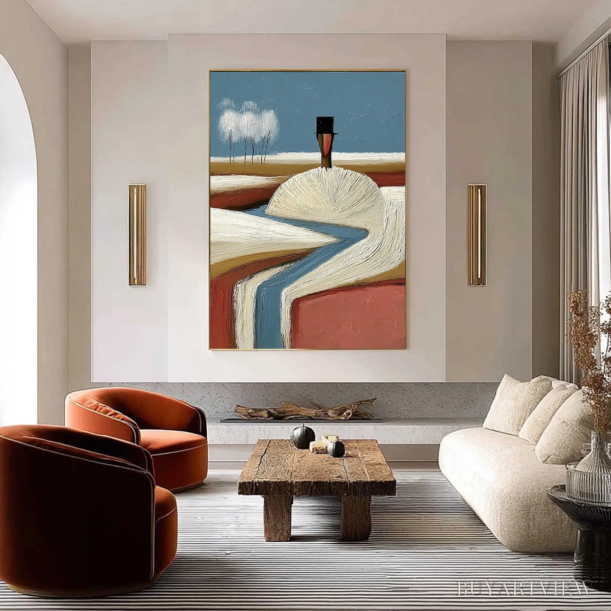 ARTOVITAS the Silent Journey – Textured Wabi Sabi Abstract Landscape Painting - image 2