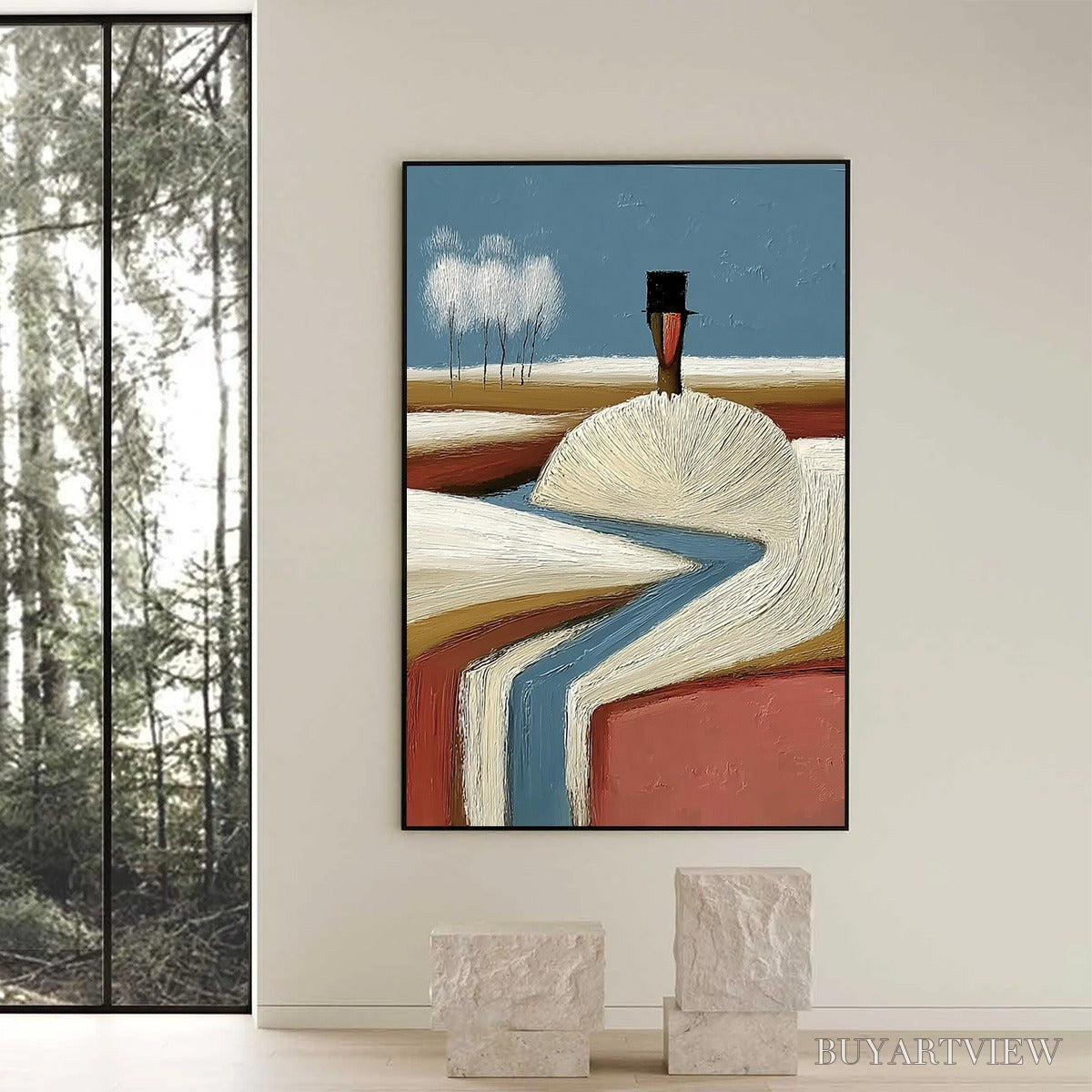 ARTOVITAS the Silent Journey – Textured Wabi Sabi Abstract Landscape Painting - image 6