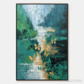 ARTOVITAS Emergence – Textured Impasto River Painting with Golden Butterflies - image 1