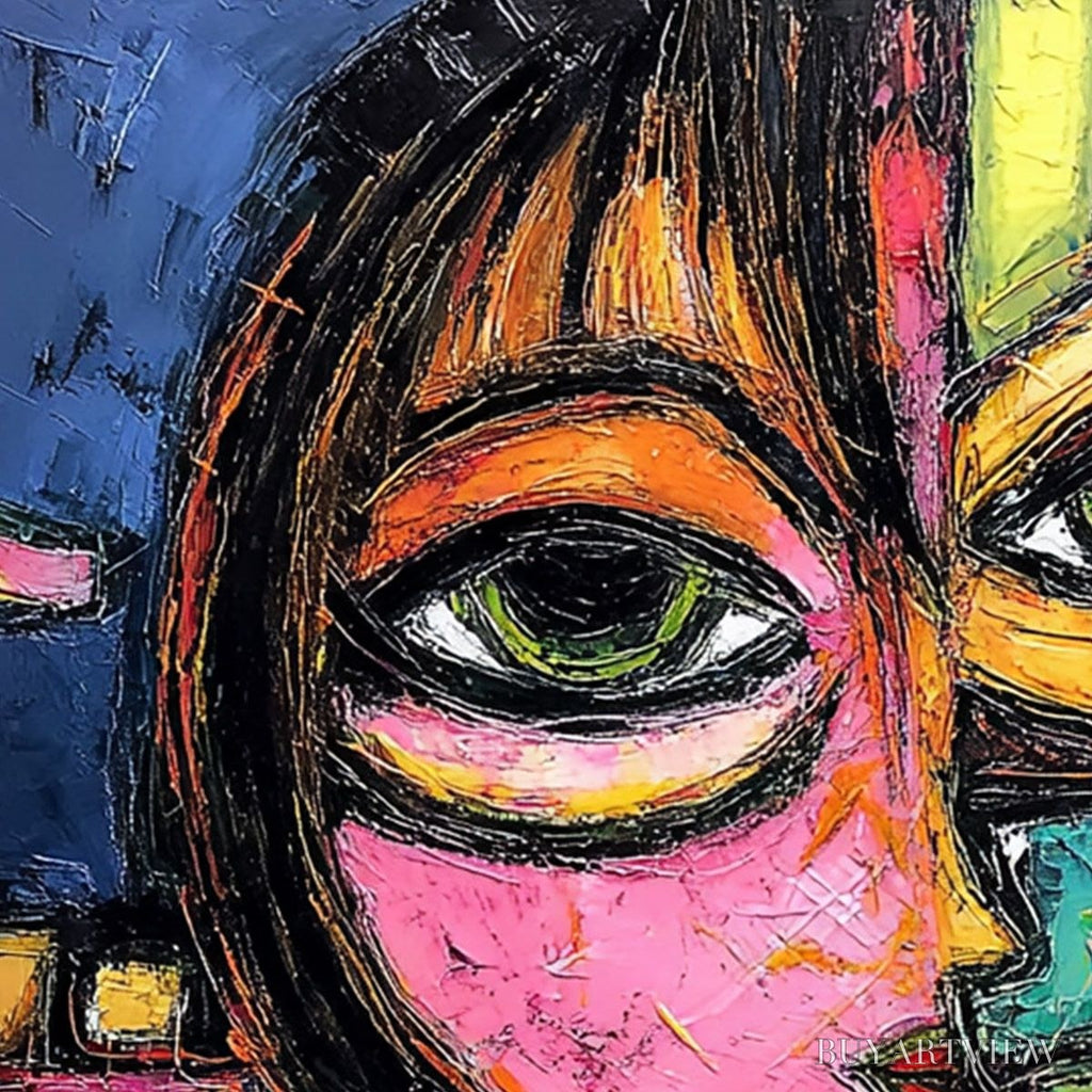 ARTOVITAS Kaleidoscope Gaze – Colorful Abstract Portrait Impasto Oil Painting - image 3