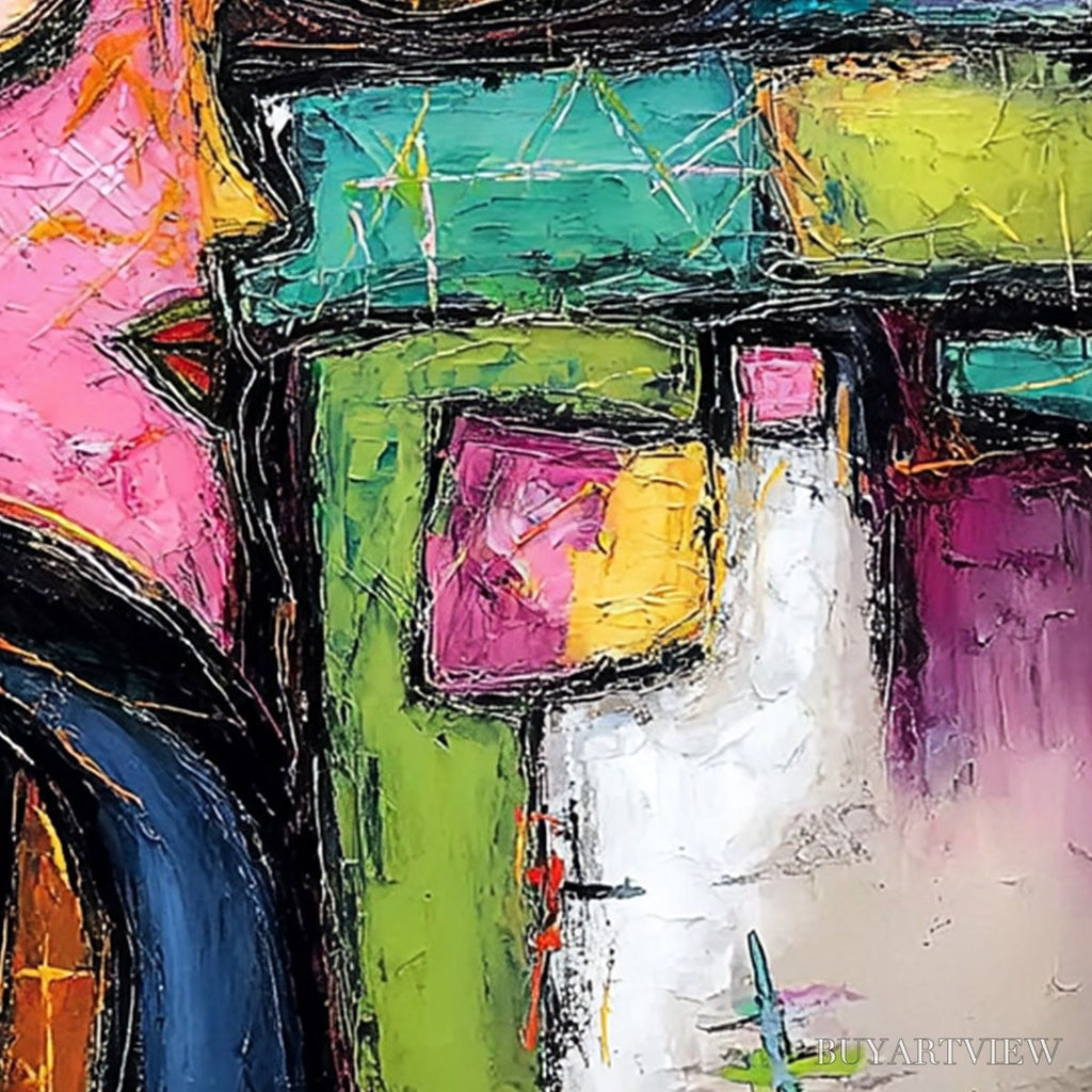 ARTOVITAS Kaleidoscope Gaze – Colorful Abstract Portrait Impasto Oil Painting - image 5