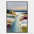 ARTOVITAS Autumn Reflections – Textured Abstract River Landscape Painting - image 1