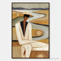 ARTOVITAS Earthen Contemplation – Textured Figurative Art of a Man in a Serene Landscape - image 1
