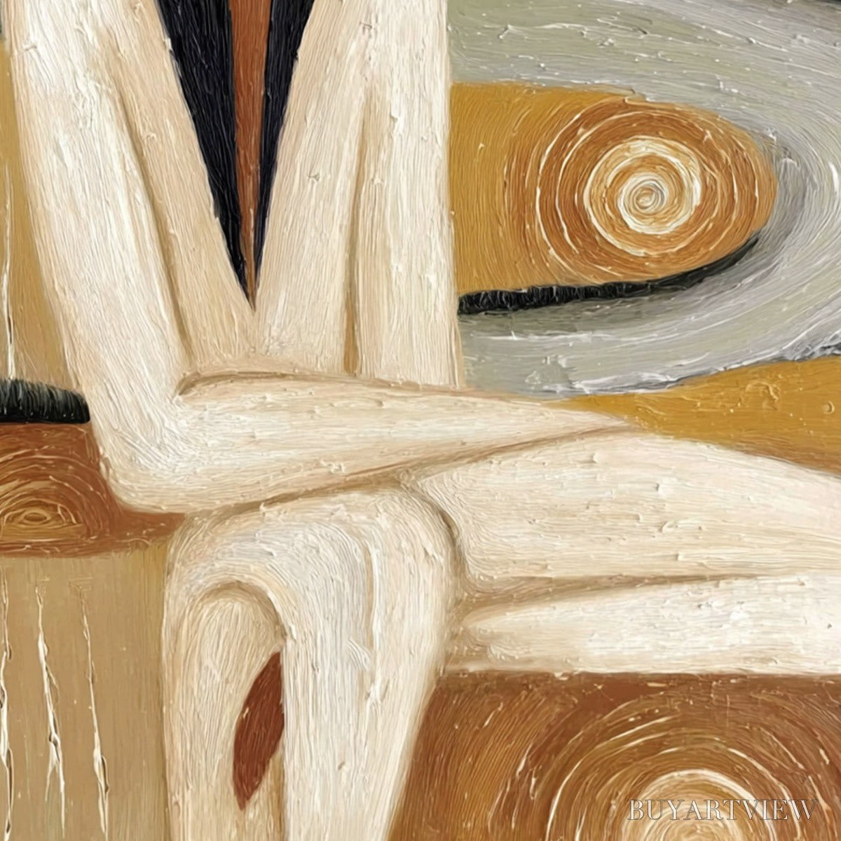 ARTOVITAS Earthen Contemplation – Textured Figurative Art of a Man in a Serene Landscape - image 5