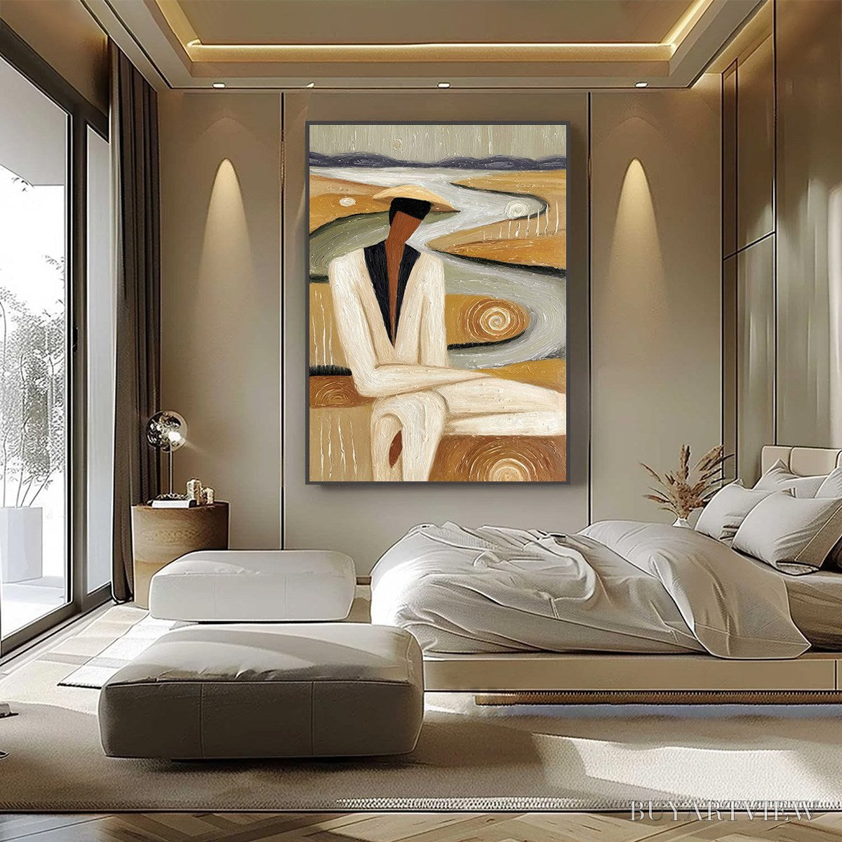 ARTOVITAS Earthen Contemplation – Textured Figurative Art of a Man in a Serene Landscape - image 6