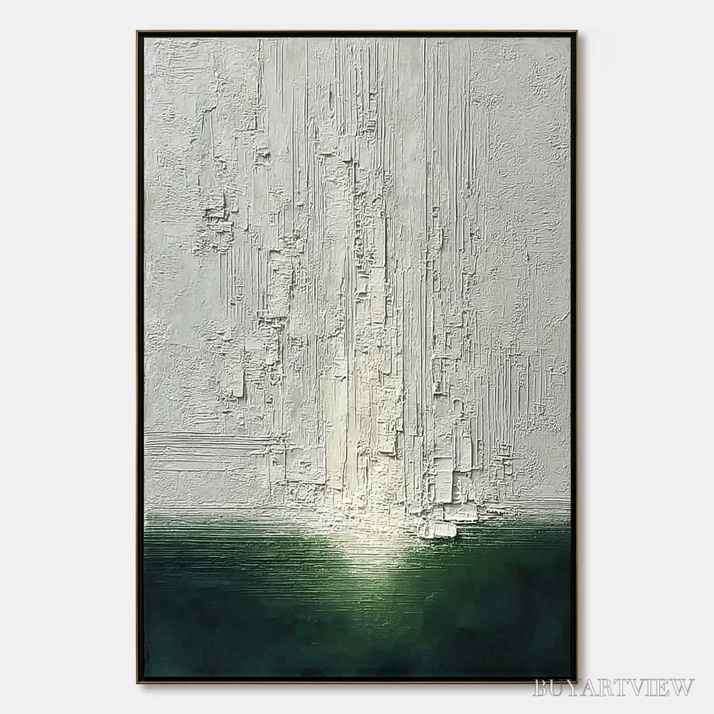 ARTOVITAS Veridian Horizon – Textured Wabi Sabi Abstract Landscape Painting - image 1
