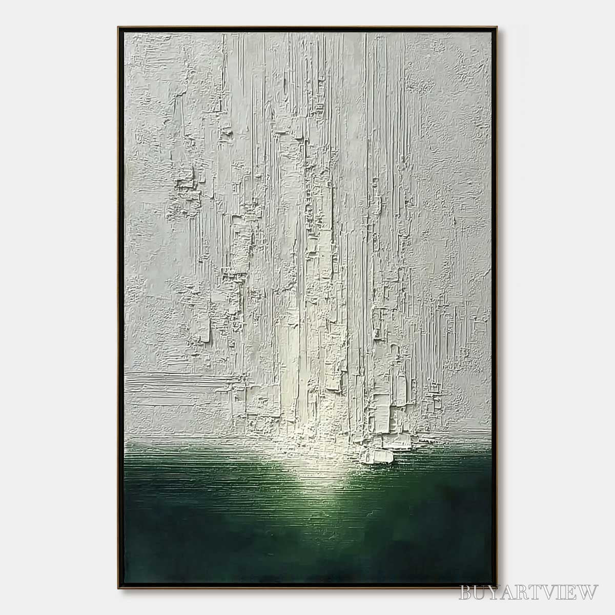 ARTOVITAS Veridian Horizon – Textured Wabi Sabi Abstract Landscape Painting - image 1