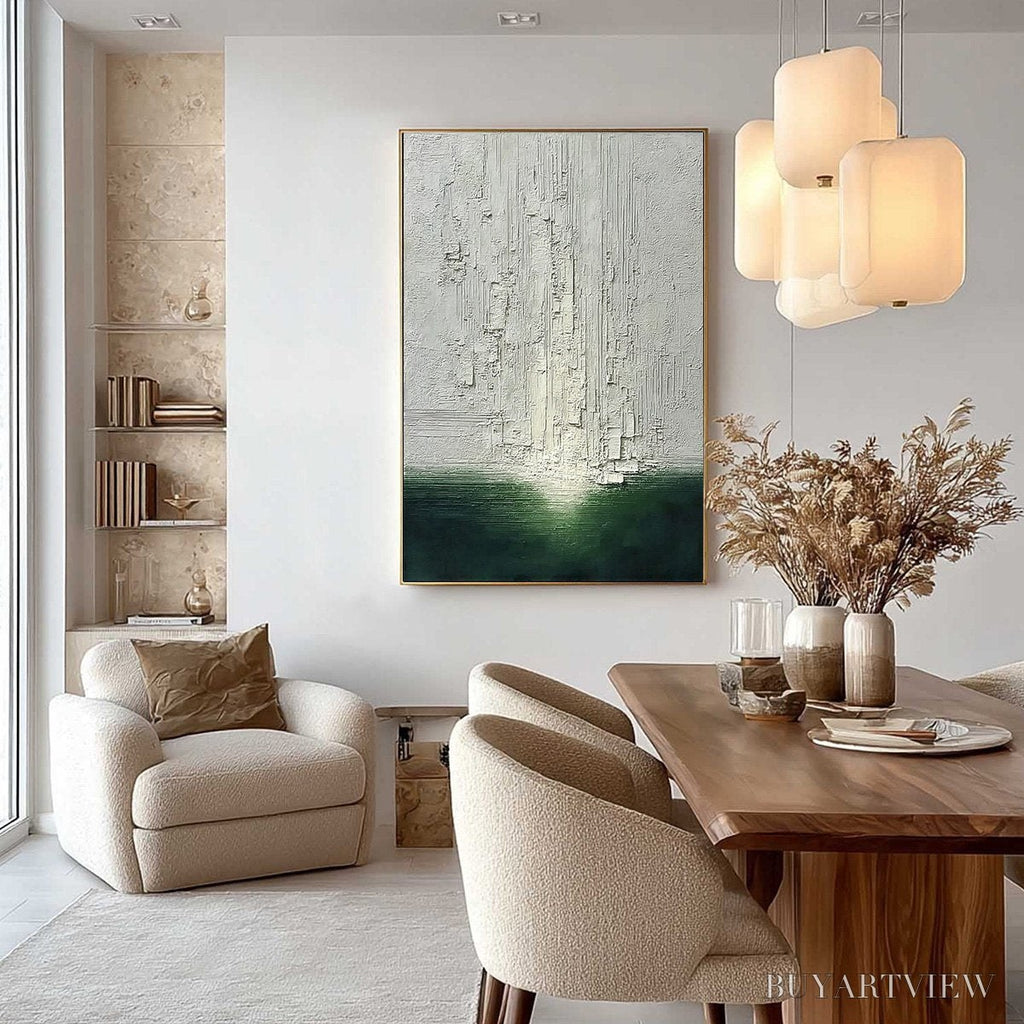 ARTOVITAS Veridian Horizon – Textured Wabi Sabi Abstract Landscape Painting - image 4