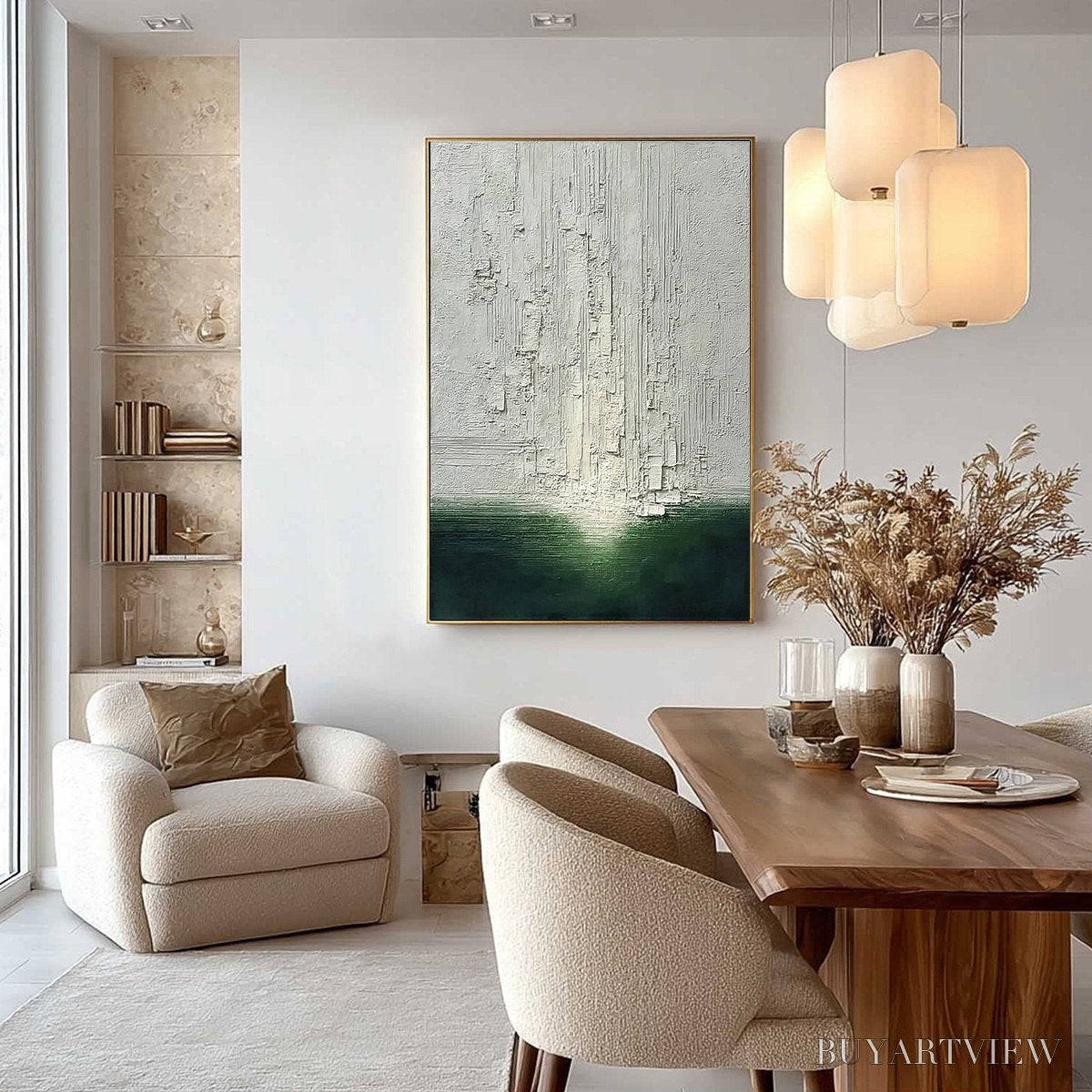 ARTOVITAS Veridian Horizon – Textured Wabi Sabi Abstract Landscape Painting - image 4