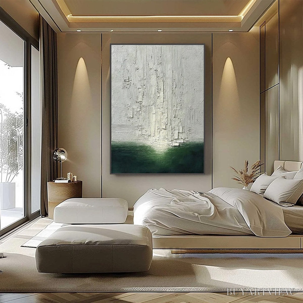 ARTOVITAS Veridian Horizon – Textured Wabi Sabi Abstract Landscape Painting - image 6