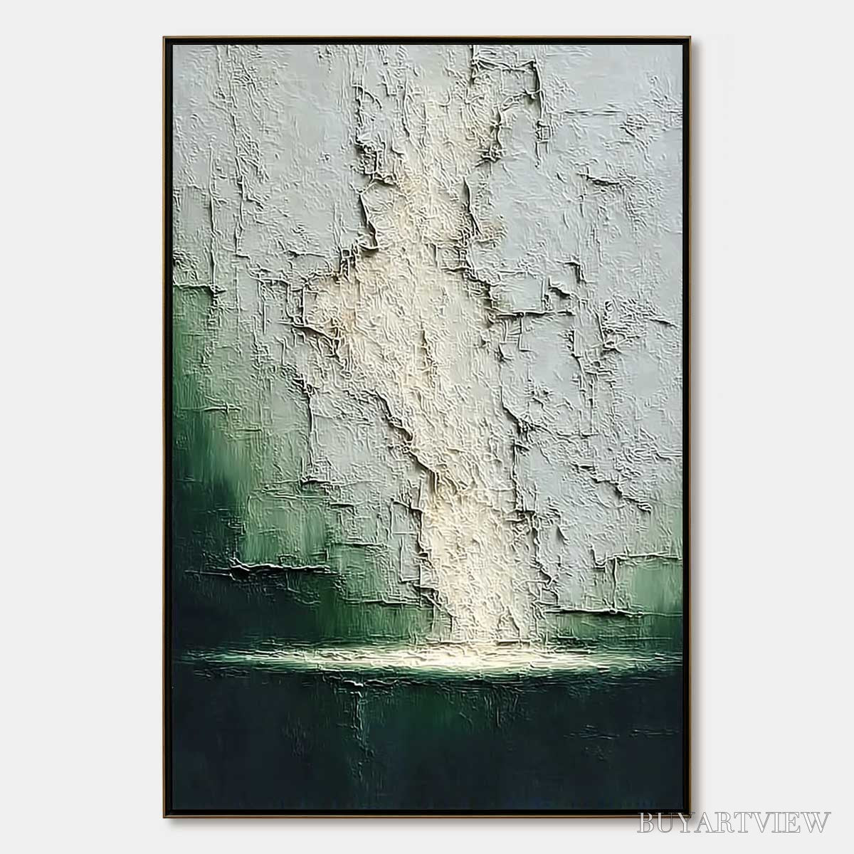 ARTOVITAS Verdant Chasm – Textured Wabi Sabi Abstract Landscape Painting - image 1