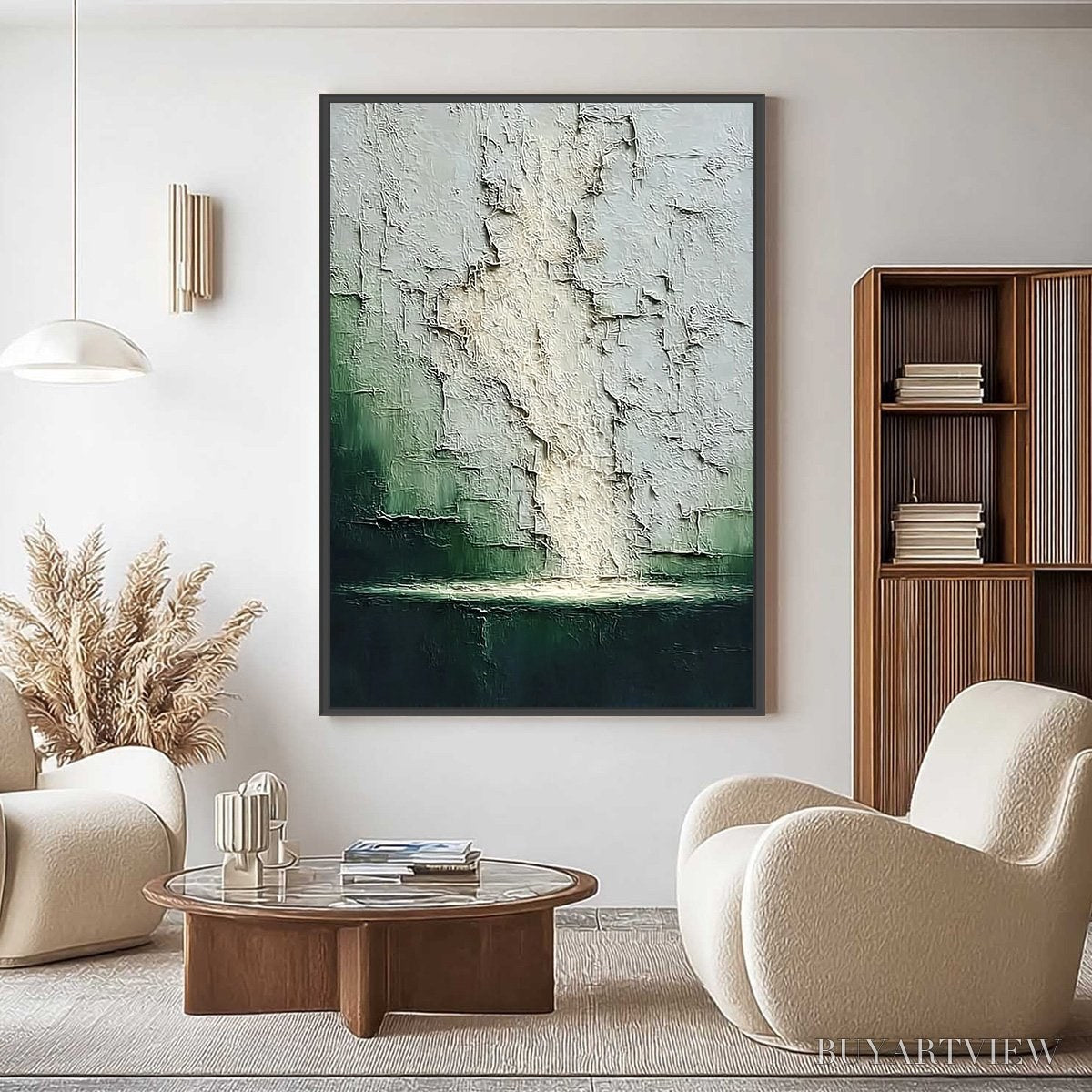 ARTOVITAS Verdant Chasm – Textured Wabi Sabi Abstract Landscape Painting - image 2