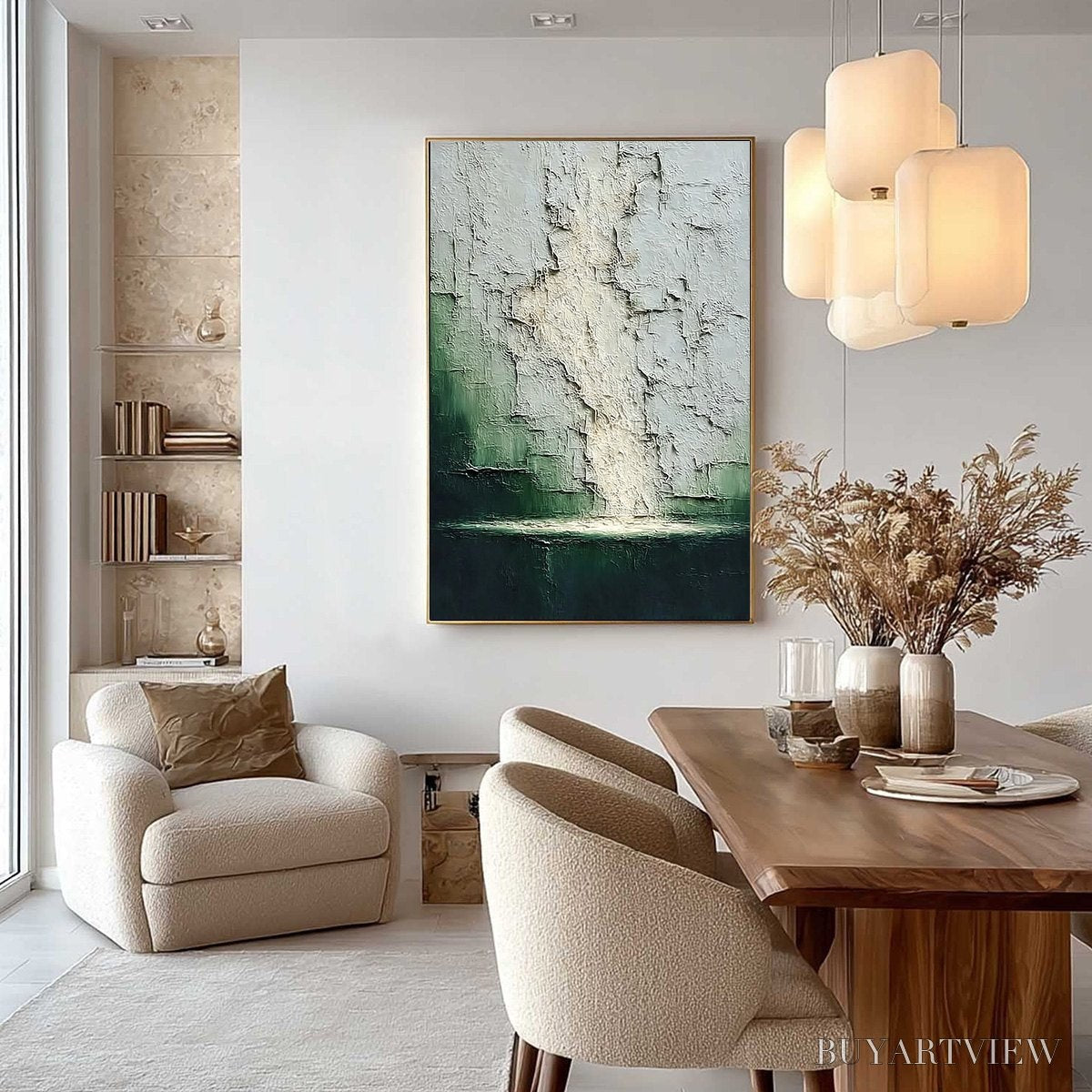 ARTOVITAS Verdant Chasm – Textured Wabi Sabi Abstract Landscape Painting - image 4