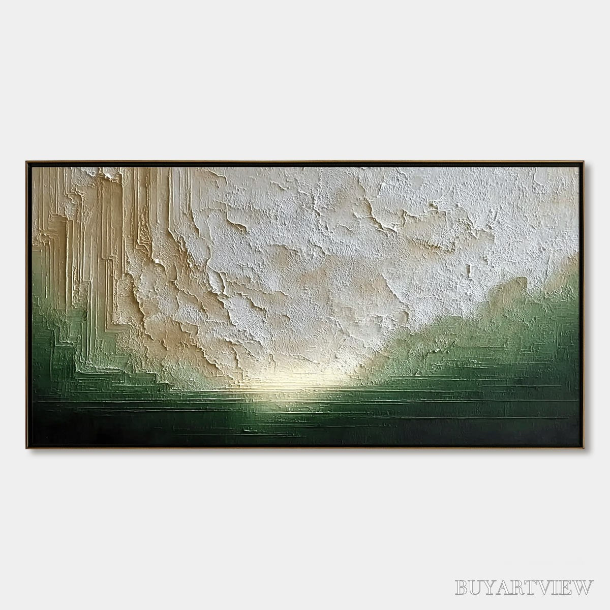 ARTOVITAS Emerald Horizon – Textured Wabi Sabi Abstract Landscape Painting - image 1