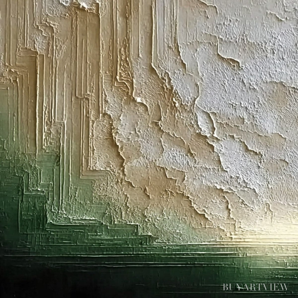 ARTOVITAS Emerald Horizon – Textured Wabi Sabi Abstract Landscape Painting - image 3