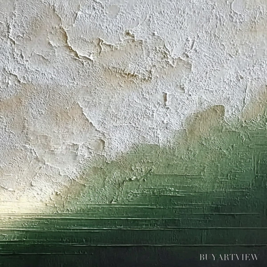 ARTOVITAS Emerald Horizon – Textured Wabi Sabi Abstract Landscape Painting - image 5